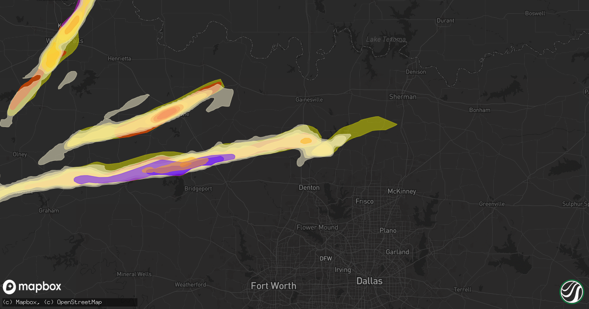 Hail map in Sanger, TX on May 9, 2024