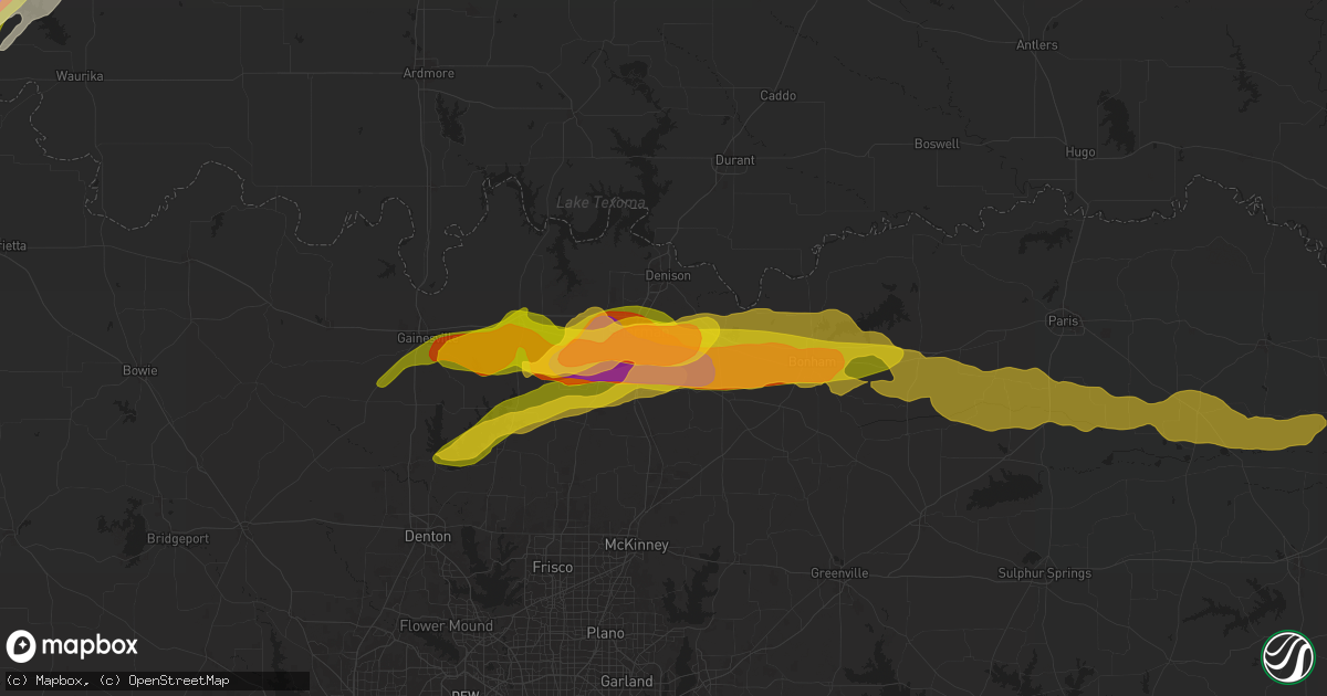 Hail map in Sherman, TX on May 9, 2024