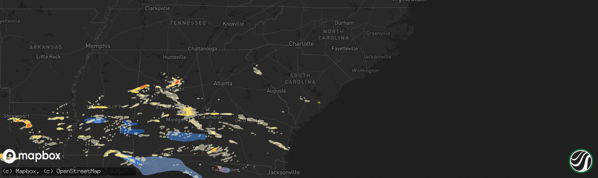 Hail map in South Carolina on May 9, 2024