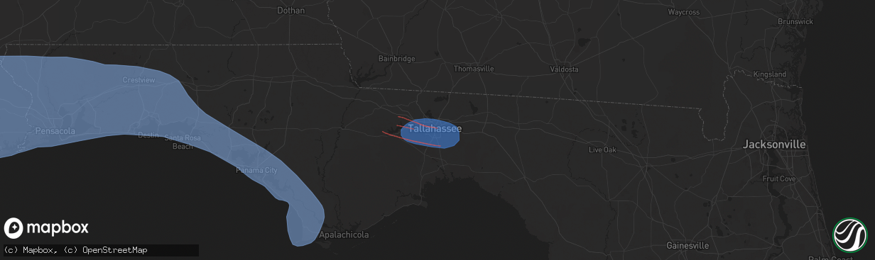 Hail map in Tallahassee, FL on May 9, 2024