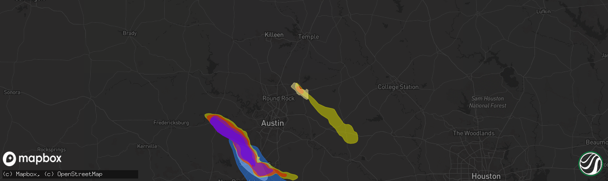 Hail map in Taylor, TX on May 9, 2024