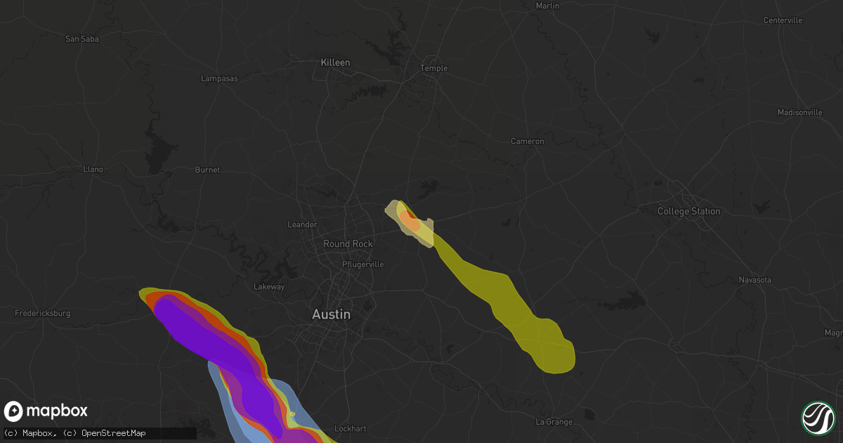 Hail map in Taylor, TX on May 9, 2024