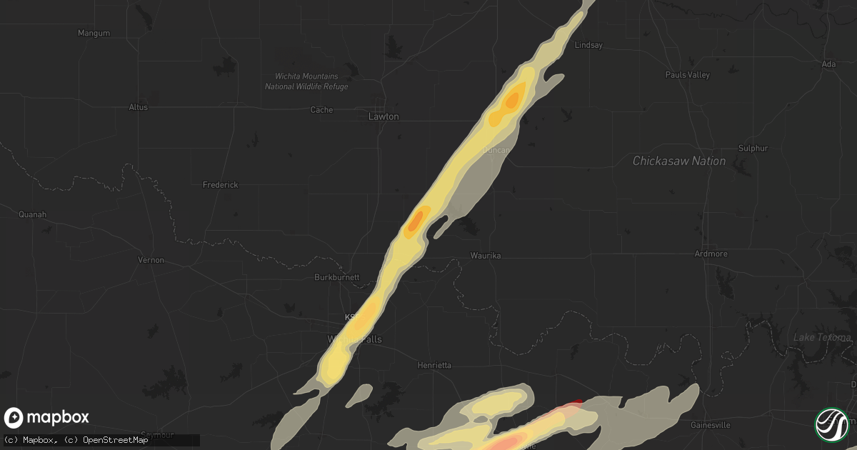Hail map in Temple, OK on May 9, 2024