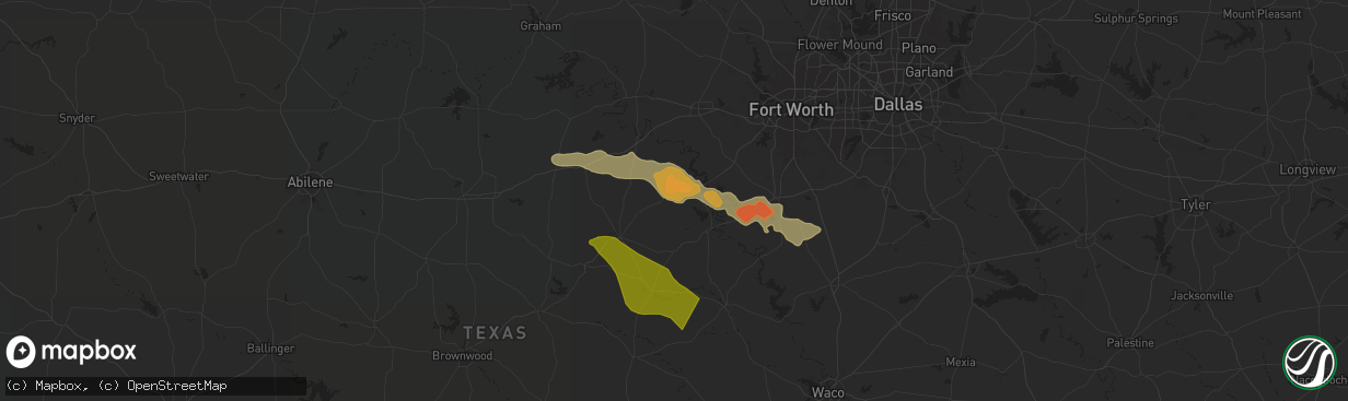 Hail map in Tolar, TX on May 9, 2024