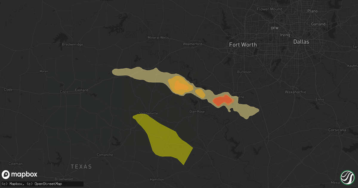 Hail map in Tolar, TX on May 9, 2024