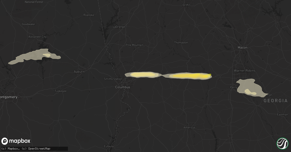 Hail map in Upatoi, GA on May 9, 2024