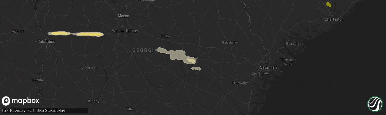 Hail map in Vidalia, GA on May 9, 2024