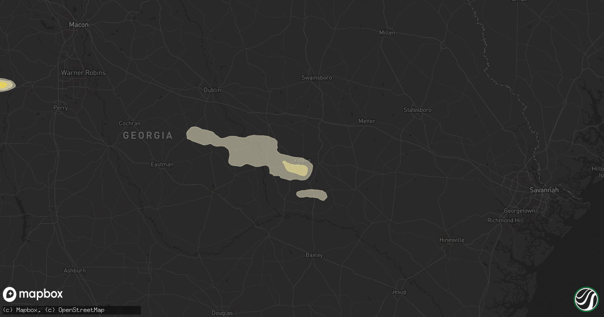 Hail map in Vidalia, GA on May 9, 2024