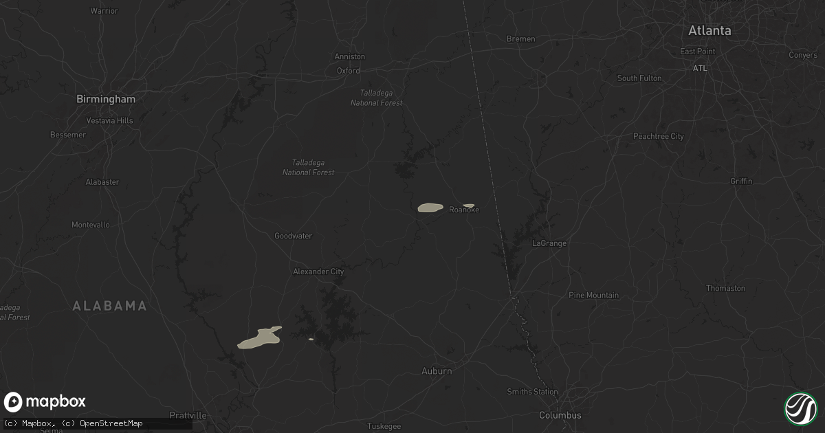 Hail map in Wadley, AL on May 9, 2024