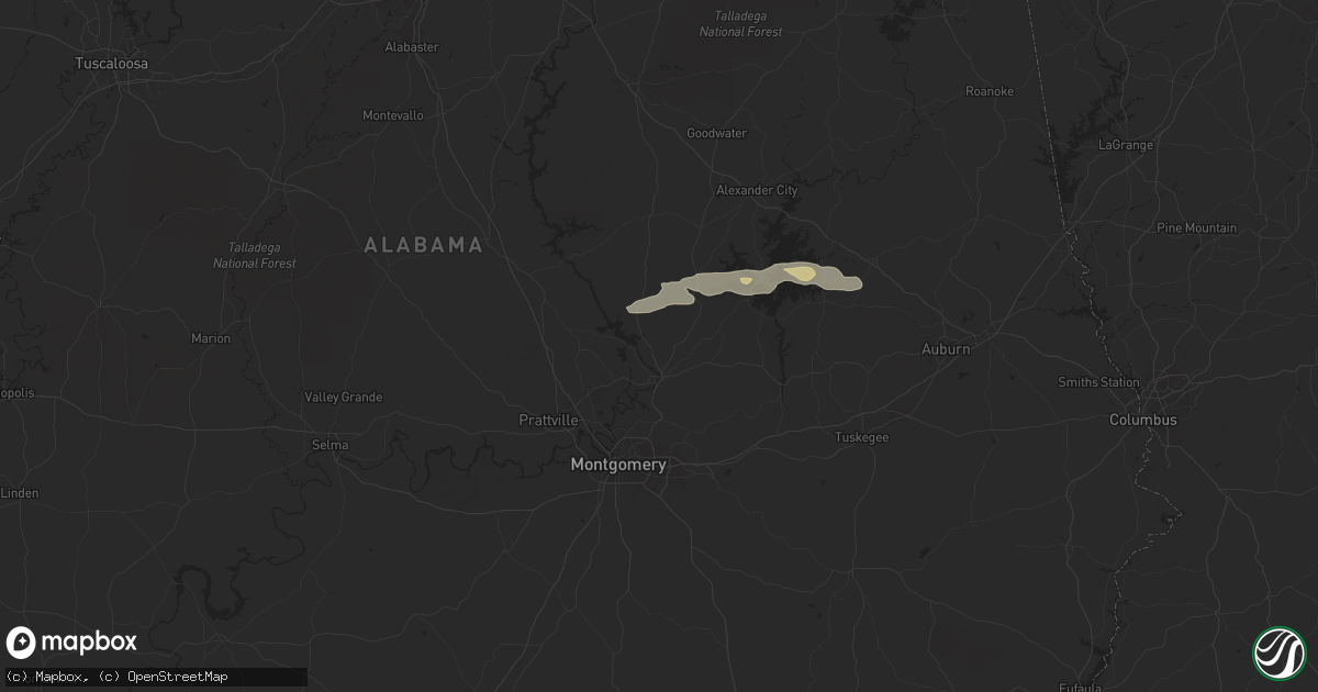 Hail map in Wetumpka, AL on May 9, 2024