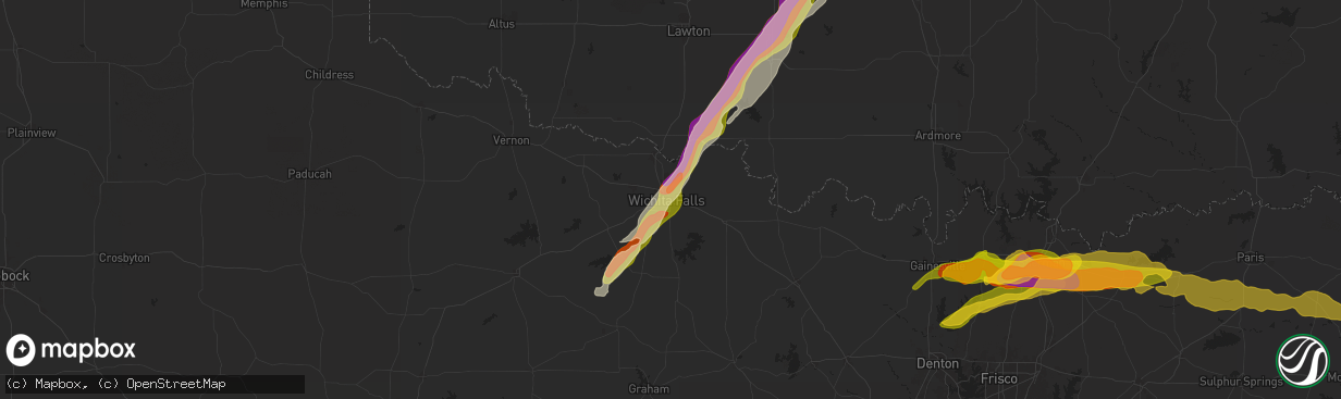 Hail map in Wichita Falls, TX on May 9, 2024