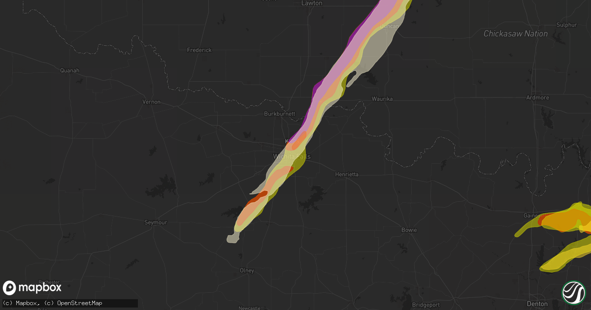 Hail map in Wichita Falls, TX on May 9, 2024