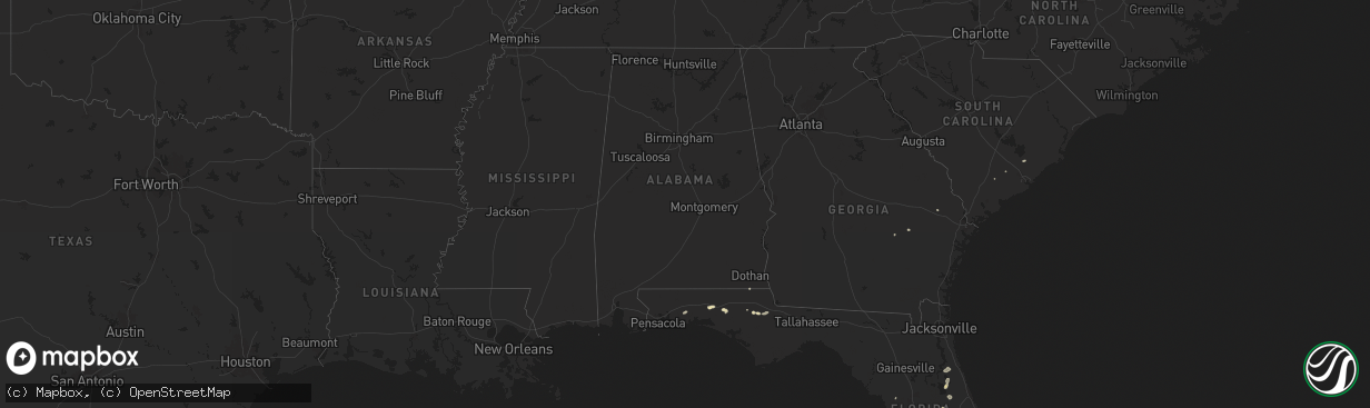 Hail map in Alabama on May 9, 2025
