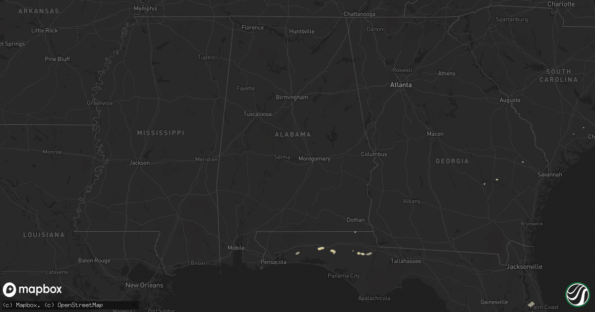 Hail map in Alabama on May 9, 2025