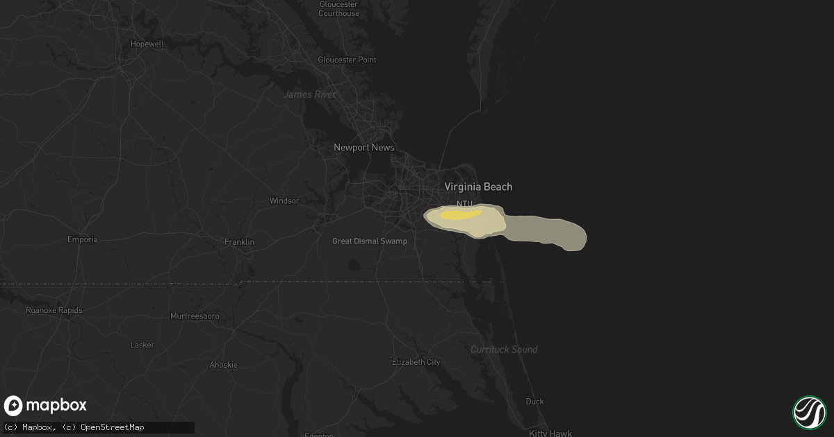 Hail map in Chesapeake, VA on May 9, 2025