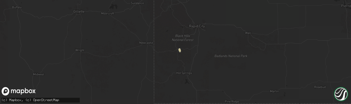 Hail map in Custer, SD on May 9, 2025