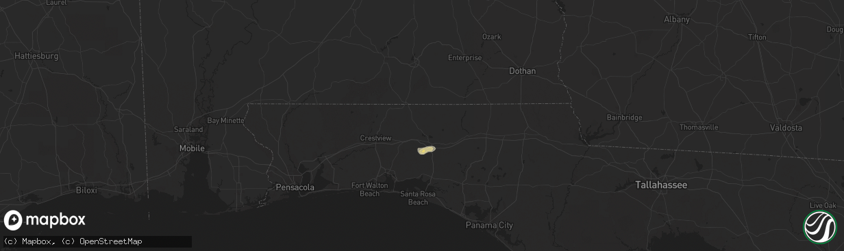 Hail map in Defuniak Springs, FL on May 9, 2025
