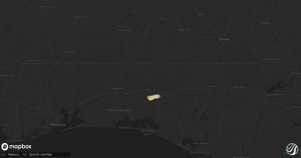 Hail map in Defuniak Springs, FL on May 9, 2025