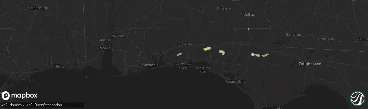 Hail map in Eglin Afb, FL on May 9, 2025