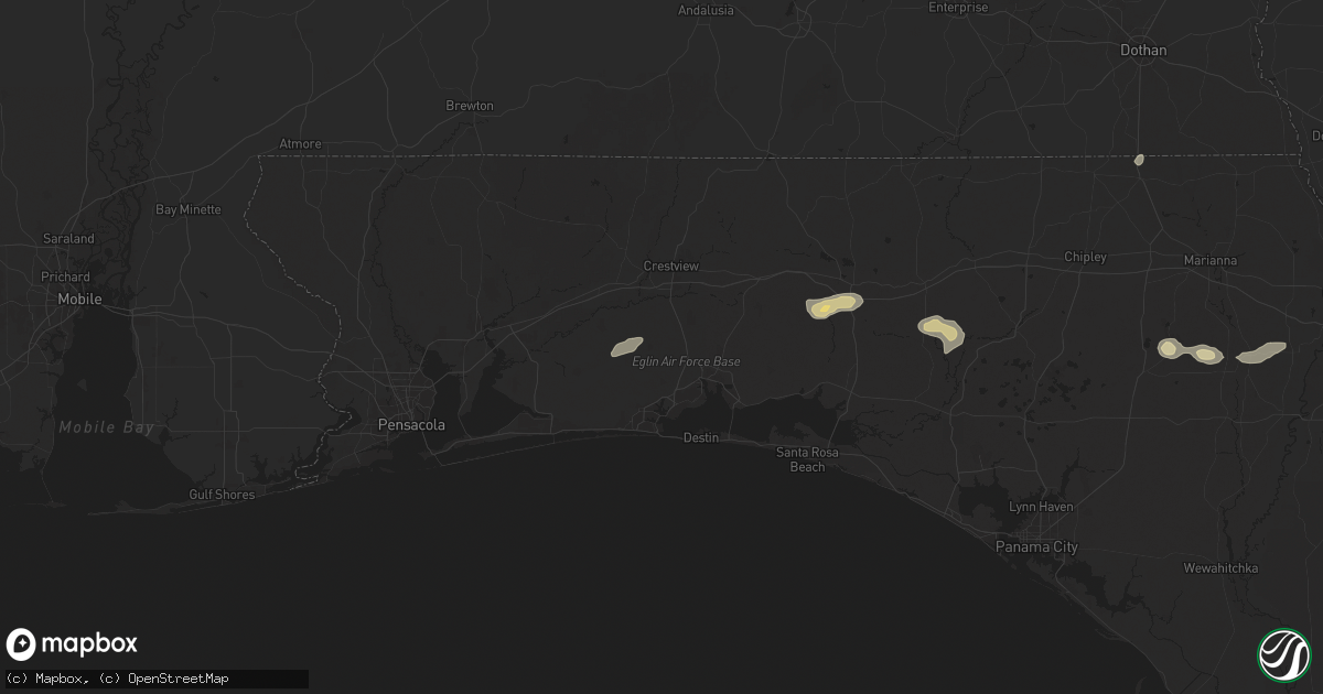 Hail map in Eglin Afb, FL on May 9, 2025
