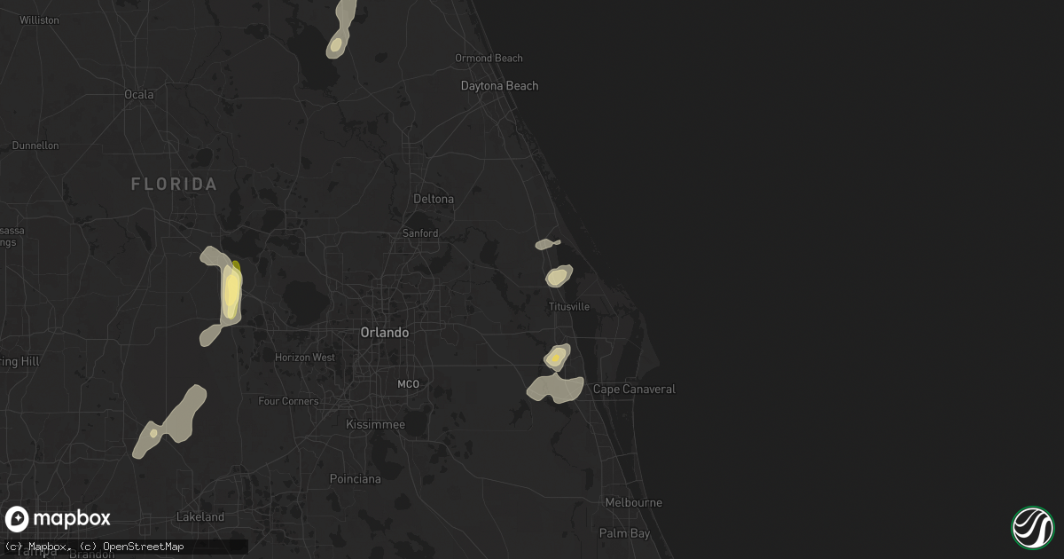 Hail map in Mims, FL on May 9, 2025