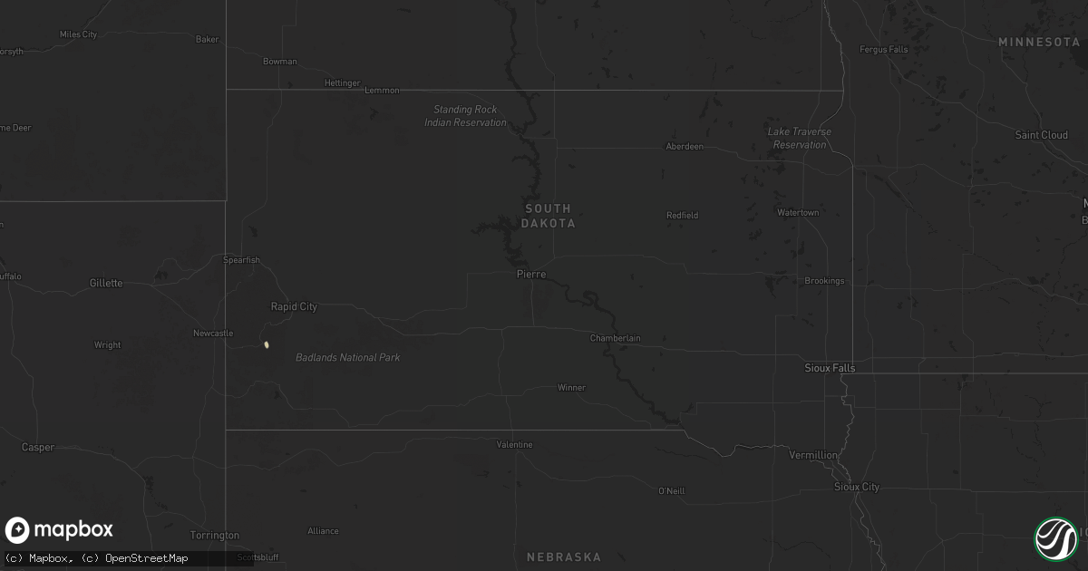 Hail map in South Dakota on May 9, 2025