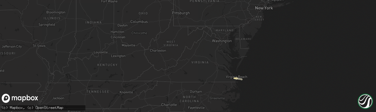 Hail map in Virginia on May 9, 2025