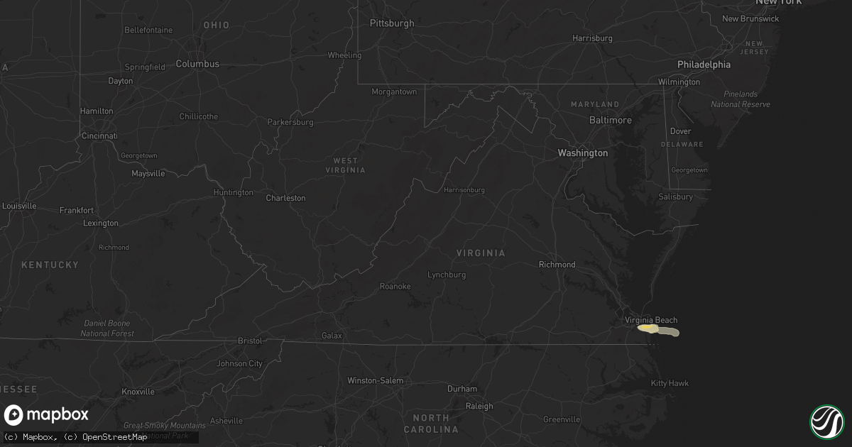 Hail map in Virginia on May 9, 2025
