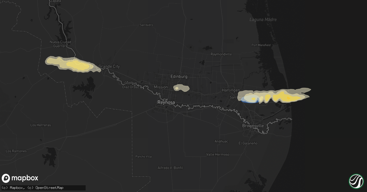 Hail map in Alamo, TX on May 9, 2026