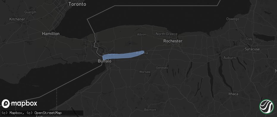 Hail map in Alexander, NY on May 9, 2026