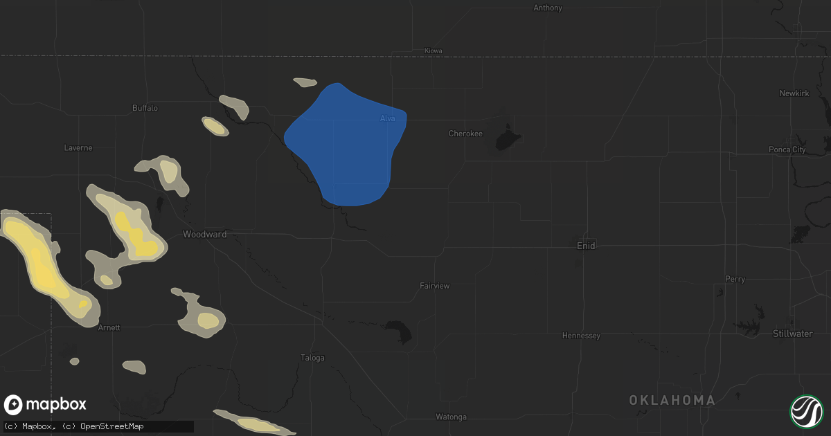 Hail map in Aline, OK on May 9, 2026
