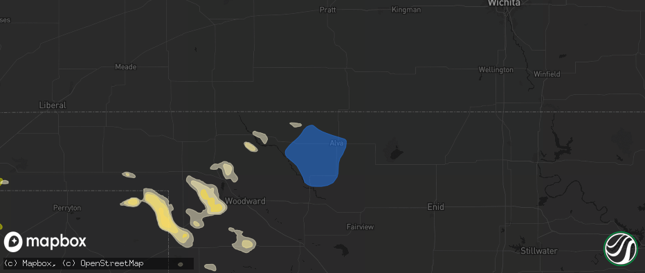 Hail map in Alva, OK on May 9, 2026