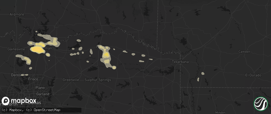 Hail map in Annona, TX on May 9, 2026