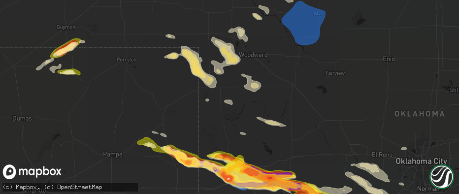 Hail map in Arnett, OK on May 9, 2026