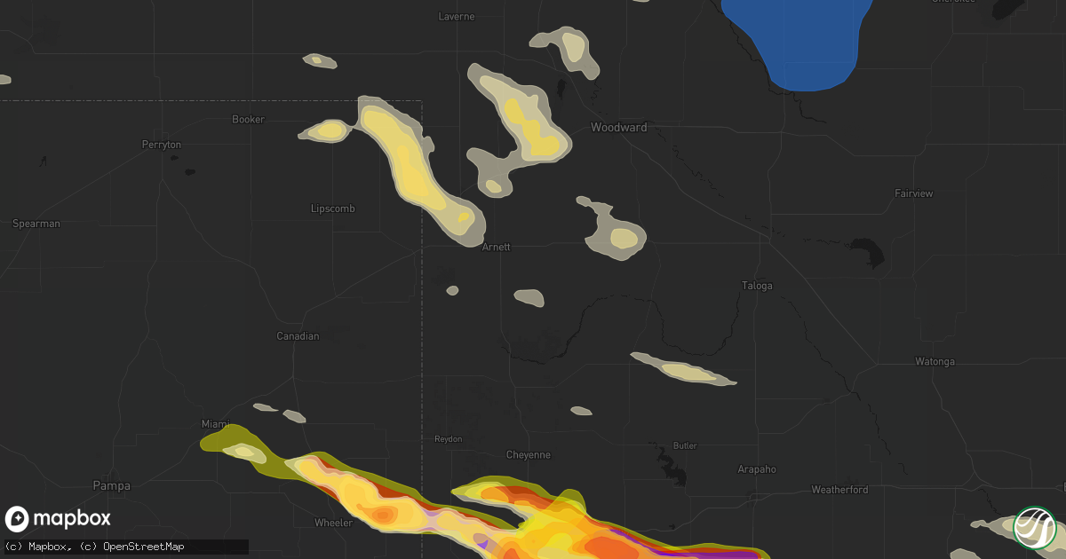 Hail map in Arnett, OK on May 9, 2026