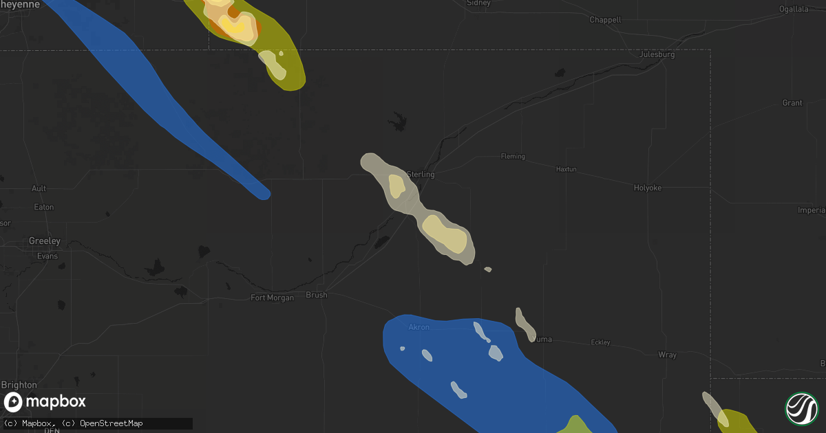 Hail map in Atwood, CO on May 9, 2026