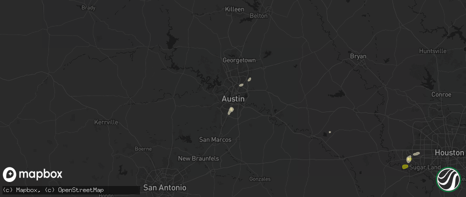 Hail map in Austin, TX on May 9, 2026