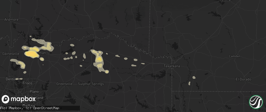 Hail map in Avery, TX on May 9, 2026