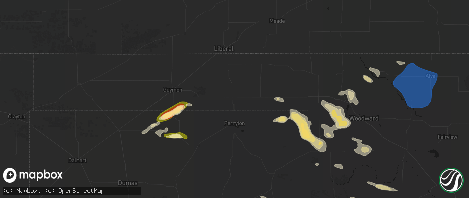 Hail map in Balko, OK on May 9, 2026