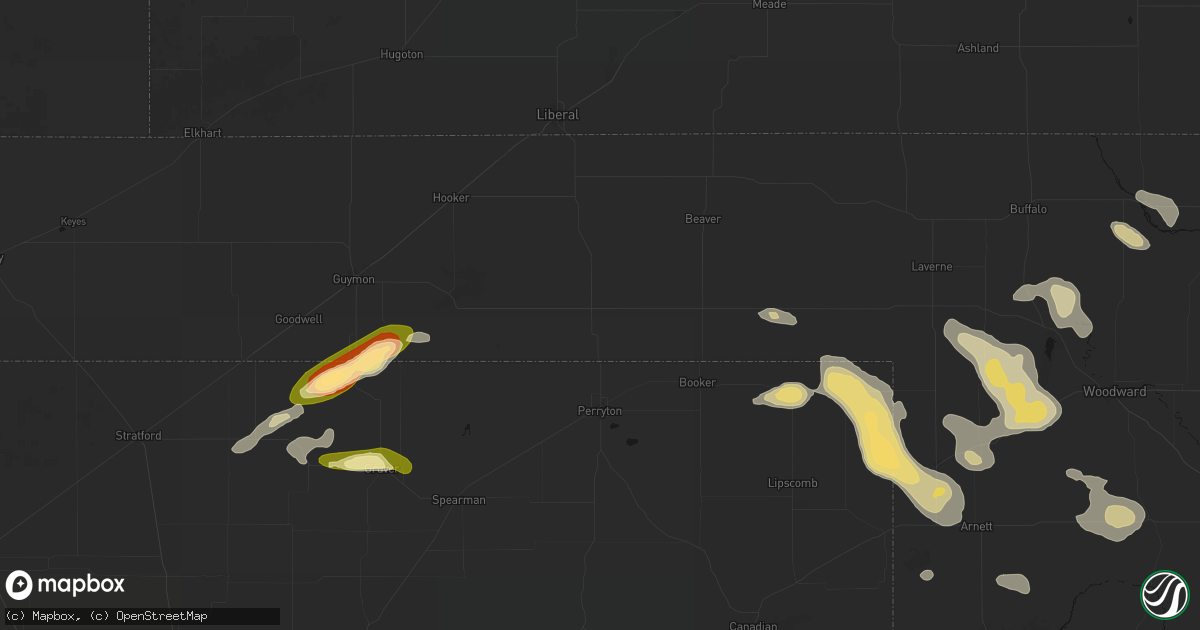 Hail map in Balko, OK on May 9, 2026
