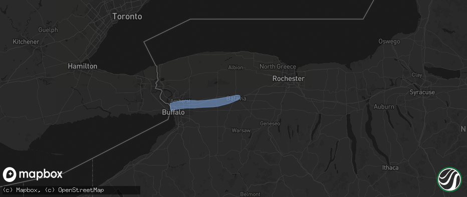 Hail map in Batavia, NY on May 9, 2026
