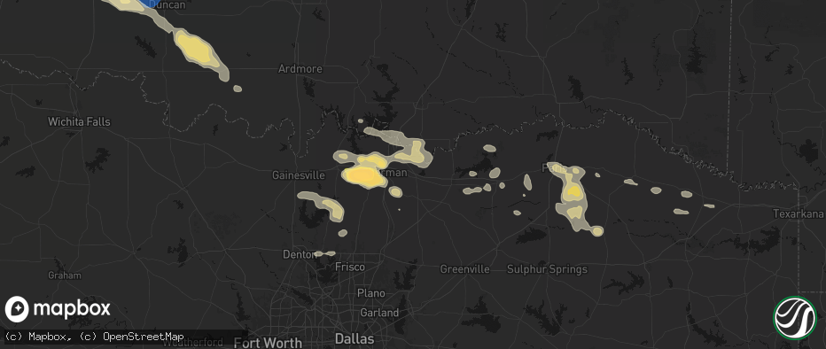Hail map in Bells, TX on May 9, 2026