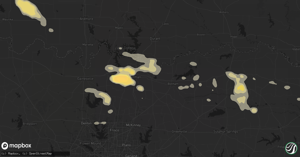Hail map in Bells, TX on May 9, 2026