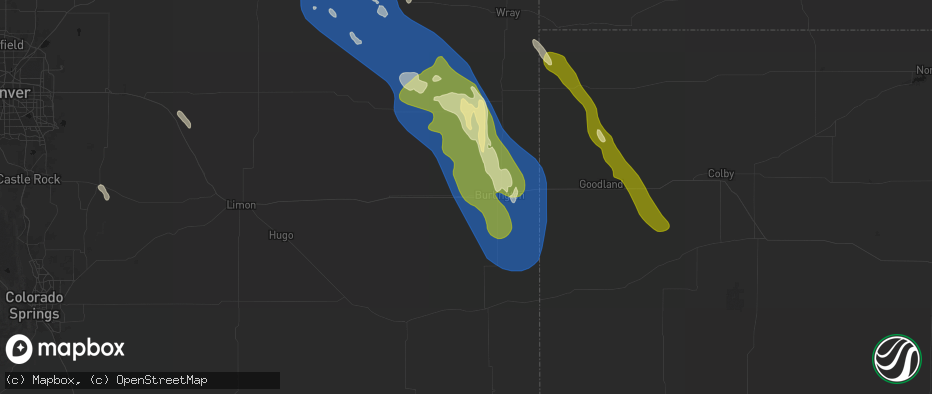 Hail map in Bethune, CO on May 9, 2026