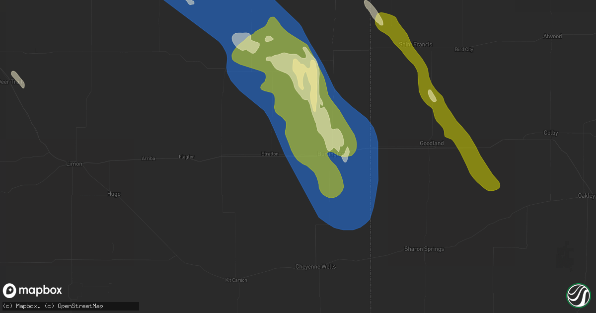 Hail map in Bethune, CO on May 9, 2026