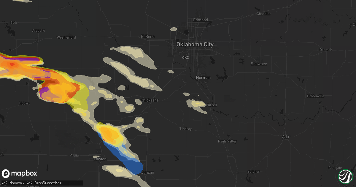 Hail map in Blanchard, OK on May 9, 2026