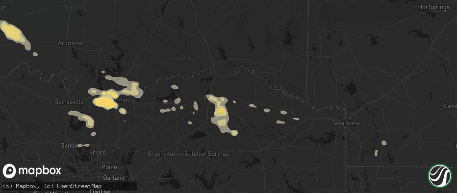 Hail map in Blossom, TX on May 9, 2026