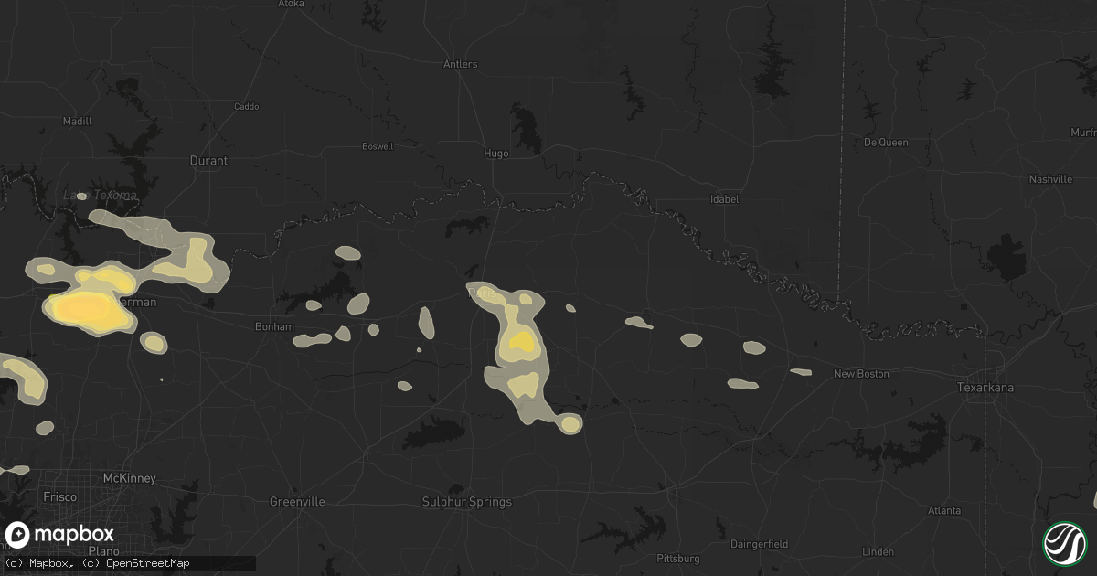 Hail map in Blossom, TX on May 9, 2026