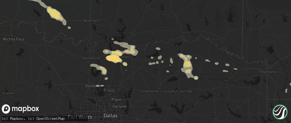 Hail map in Bonham, TX on May 9, 2026