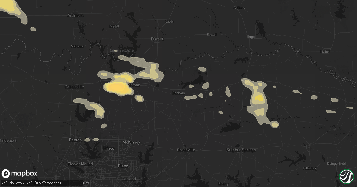 Hail map in Bonham, TX on May 9, 2026